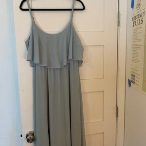 Caitlin Ruffle Maxi Dress ~ Steel Blue Chiffon-Ext